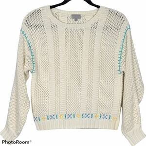 Oliver Bonas Cream Blanket Stitch Sweater SZ 6